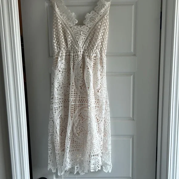 white christmas dresses Illana Crochet Knit Maxi Dress Beige– Selfie Leslie